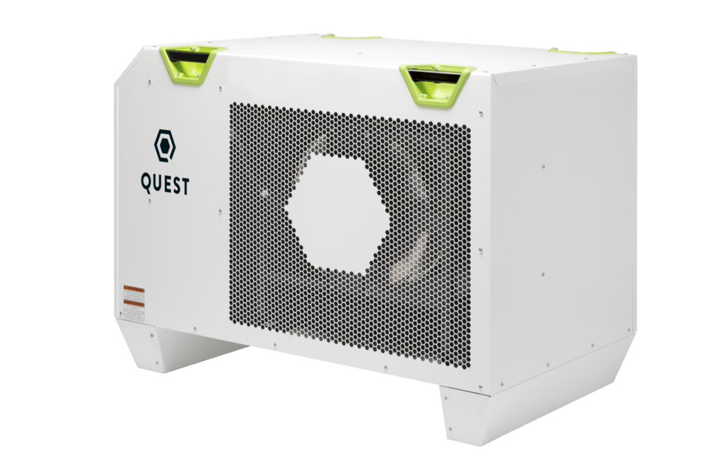 Quest 506 standalone dehumidifier with hex black handles and logo